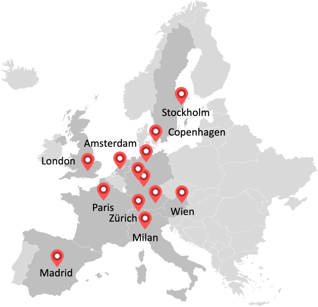 Locations of INVERTO, a BCG Company in Germany and other countries