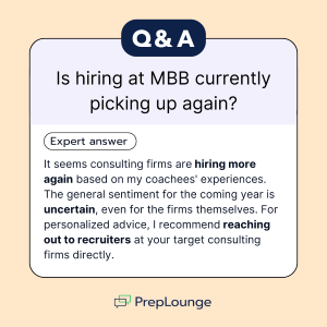 is hiring at MBB picking up?