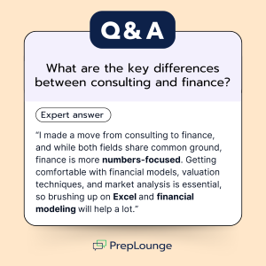 What are the key differences between consulting and finance?