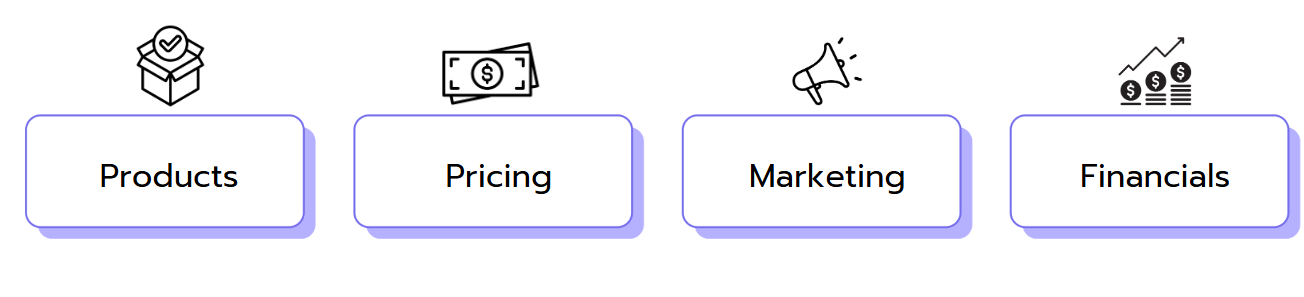 The 4 key factors for revenue growth: Products, Pricing, Marketing, FInancials